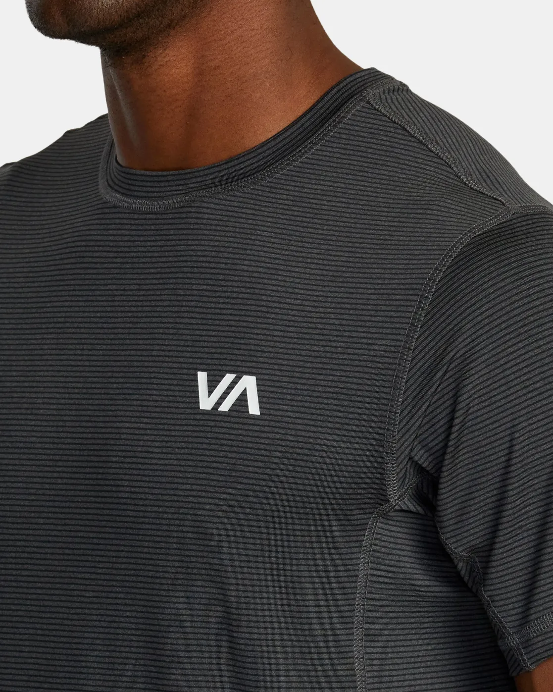 RVCA SPORT VENT STRIPE TECHNICAL SHORT SLEEVE TOP Black Stripe Sale