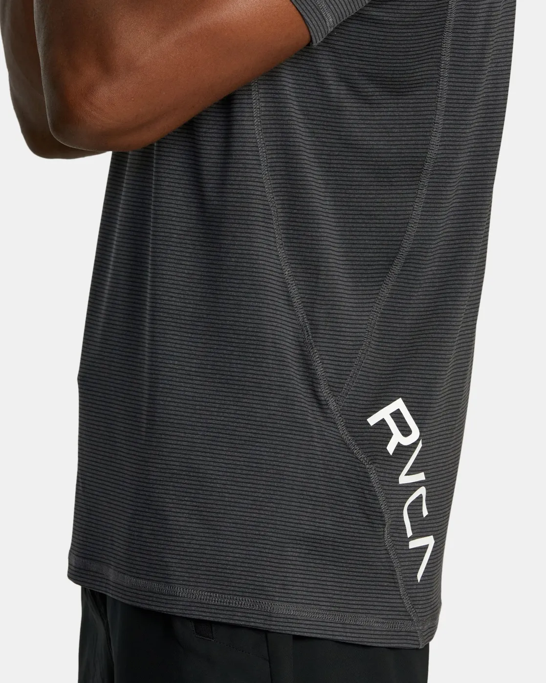RVCA SPORT VENT STRIPE TECHNICAL SHORT SLEEVE TOP Black Stripe Sale