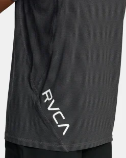 RVCA SPORT VENT STRIPE TECHNICAL SHORT SLEEVE TOP Black Stripe Sale
