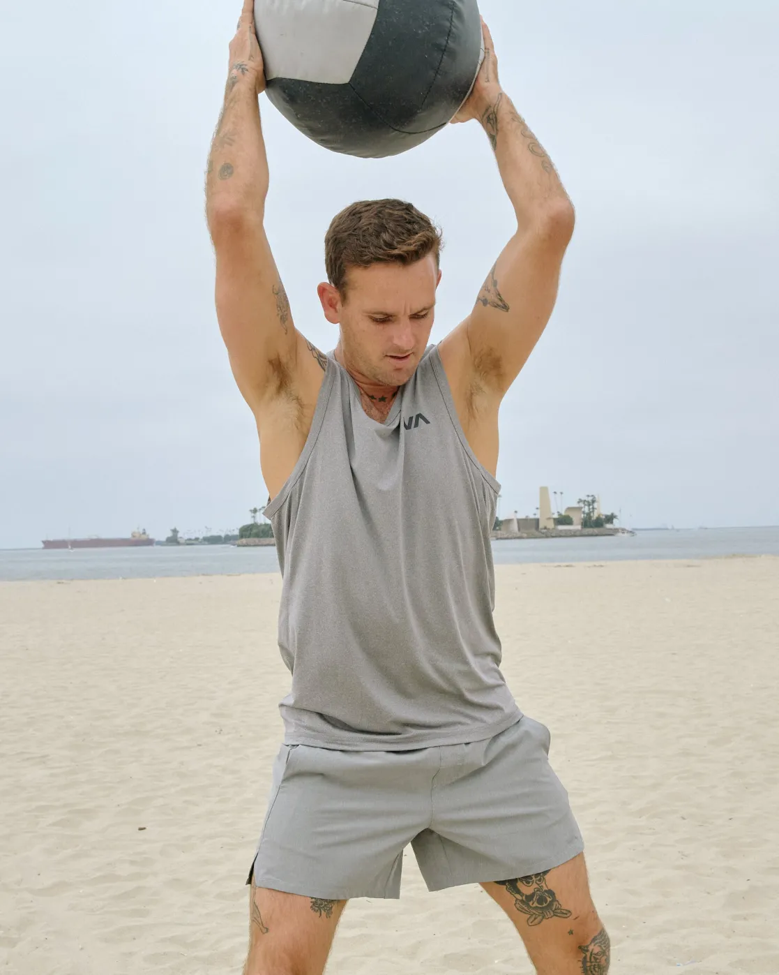 RVCA SPORT VENT TANK TOP Heather Grey