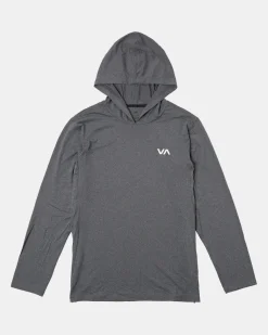 RVCA SPORT VENT TECHNICAL HOODED TOP Charcoal Heather