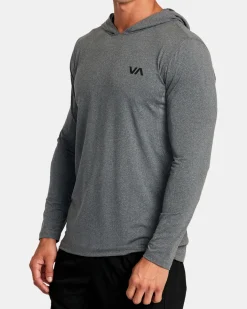 RVCA SPORT VENT TECHNICAL HOODED TOP Charcoal Heather
