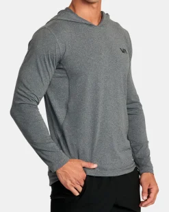 RVCA SPORT VENT TECHNICAL HOODED TOP Charcoal Heather