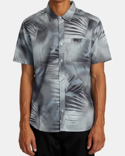 RVCA SPRAY PALM SHORT SLEEVE SHIRT Blue Haze Best