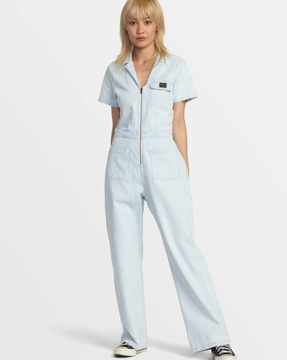 RVCA SPRING SHIFT WORKWEAR JUMPSUIT Blue Hickory Clearance