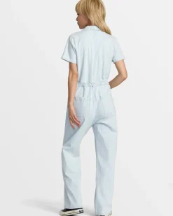 RVCA SPRING SHIFT WORKWEAR JUMPSUIT Blue Hickory Clearance