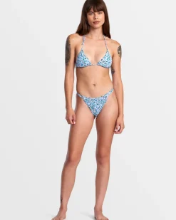 RVCA SPRINKLES HALTER TRIANGLE BIKINI TOP Black Floral