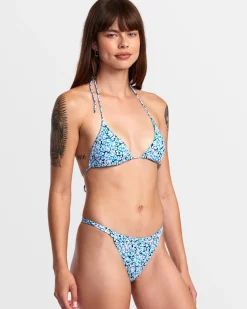 RVCA SPRINKLES HALTER TRIANGLE BIKINI TOP Black Floral
