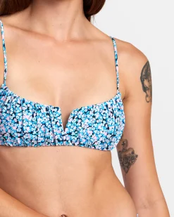 RVCA SPRINKLES V-WIRE BRALETTE BIKINI TOP Black Floral Online