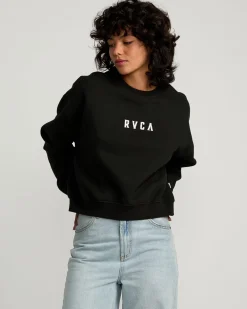 RVCA STACKED COURT CREW SWEATSHIRT Rvca Black Clearance