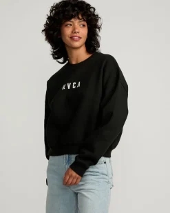 RVCA STACKED COURT CREW SWEATSHIRT Rvca Black Clearance