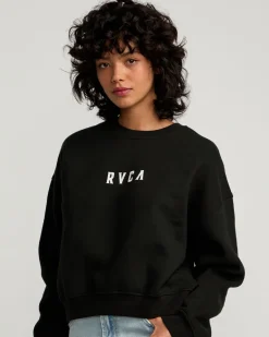 RVCA STACKED COURT CREW SWEATSHIRT Rvca Black Clearance