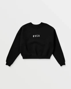 RVCA STACKED COURT CREW SWEATSHIRT Rvca Black Clearance