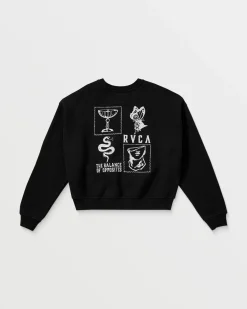 RVCA STACKED COURT CREW SWEATSHIRT Rvca Black Clearance