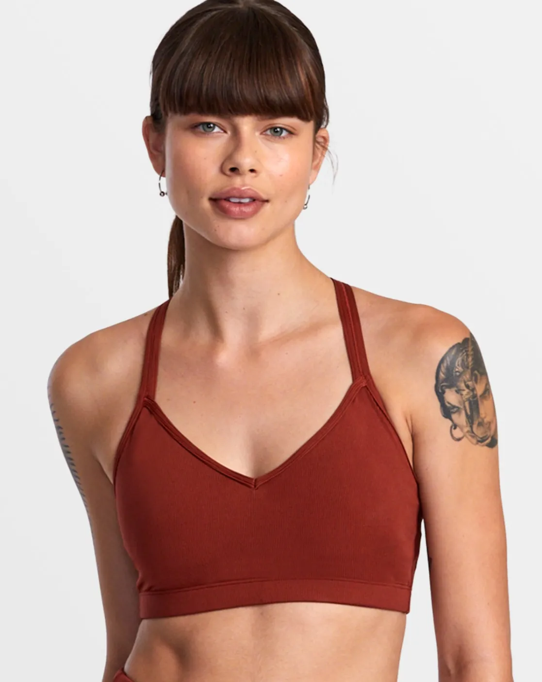 RVCA STRAPPED SPORTS BRA Red Brick New