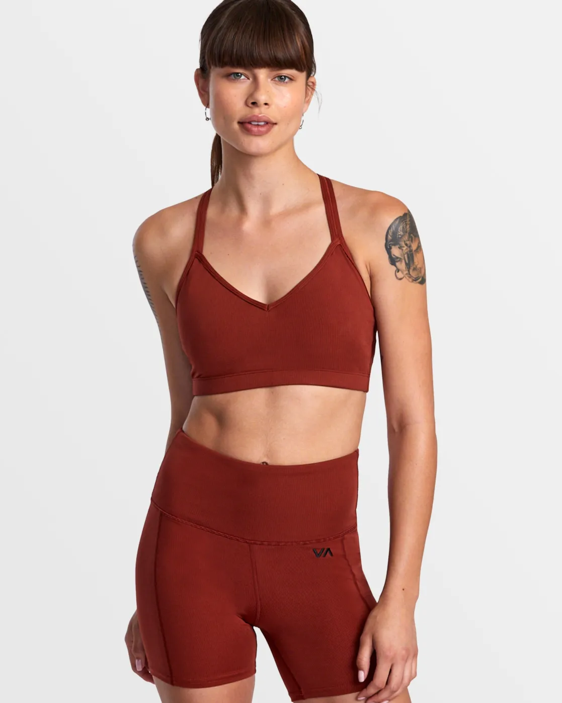 RVCA STRAPPED SPORTS BRA Red Brick New