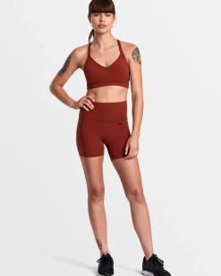 RVCA STRAPPED SPORTS BRA Red Brick New