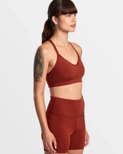 RVCA STRAPPED SPORTS BRA Red Brick New