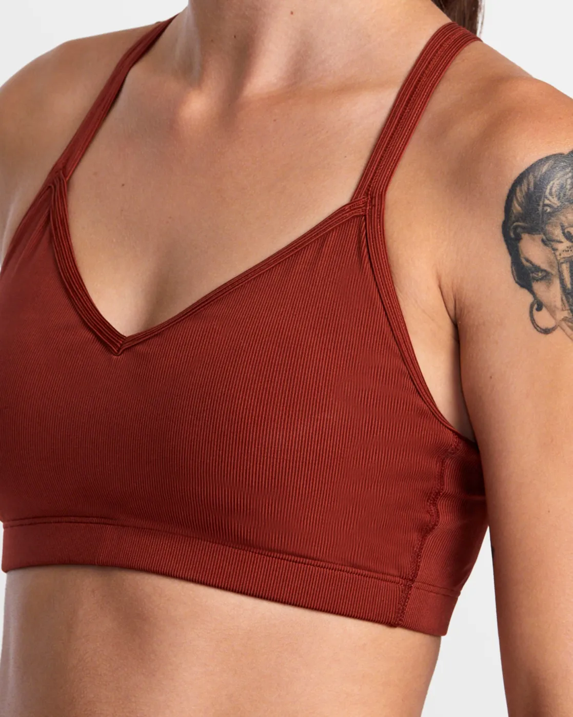 RVCA STRAPPED SPORTS BRA Red Brick New