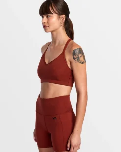 RVCA STRAPPED SPORTS BRA Red Brick New