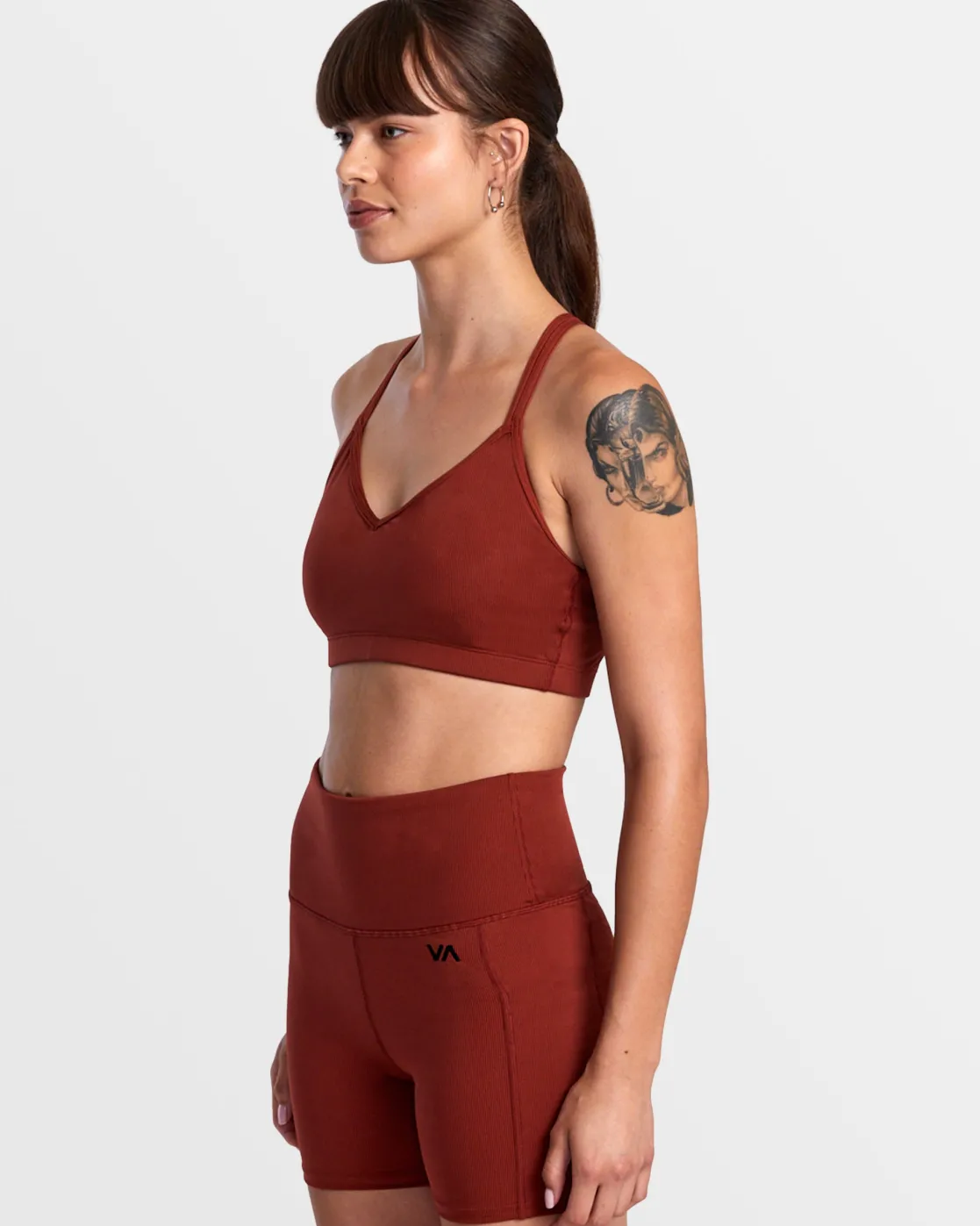 RVCA STRAPPED SPORTS BRA Red Brick New