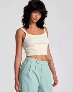 RVCA TATUM SWEATER TANK TOP Latte New