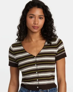 RVCA TAYLOR SWEATER TOP V-NECK SWEATER Java Clearance