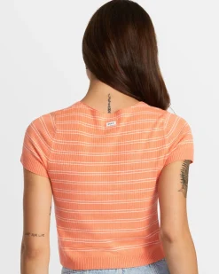 RVCA TAYLOR SWEATER TOP V-NECK SWEATER Fusion Coral Hot