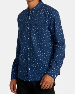 RVCA THAT'LL DO PRINT LONG SLEEVE SHIRT Dark Denim Best