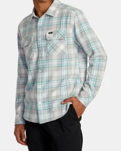 RVCA THAT'LL WORK FLANNEL LONG SLEEVE SHIRT Silver Bleach Best