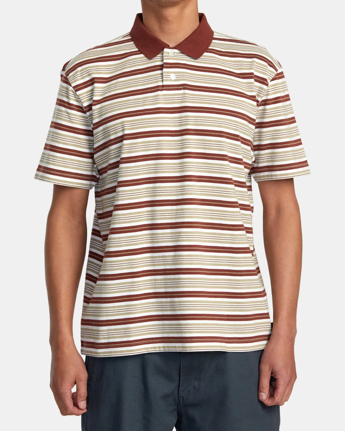 RVCA UPTOWN STRIPE POLO SHORT SLEEVE POLO SHIRT Antique White Outlet
