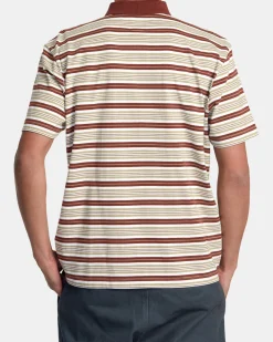 RVCA UPTOWN STRIPE POLO SHORT SLEEVE POLO SHIRT Antique White Outlet