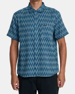 RVCA UPWARDS IKAT SHORT SLEEVE SHIRT Indigo Hot