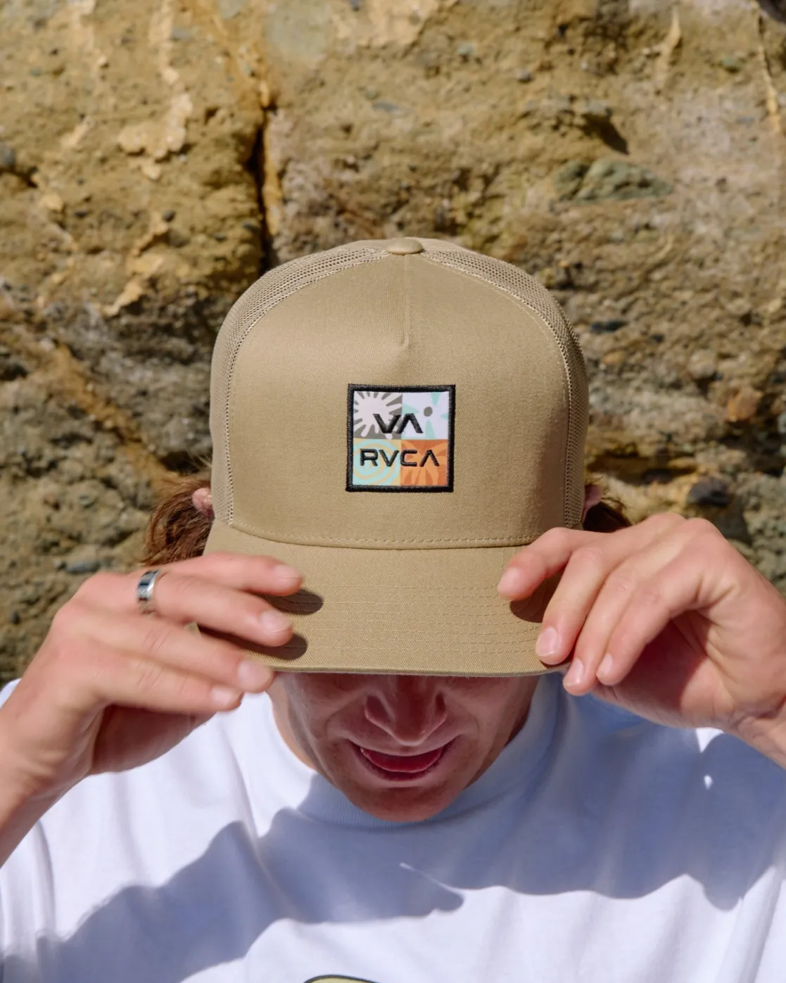 RVCA VA ALL THE WAY PRINT TRUCKER HAT Dark Khaki Online
