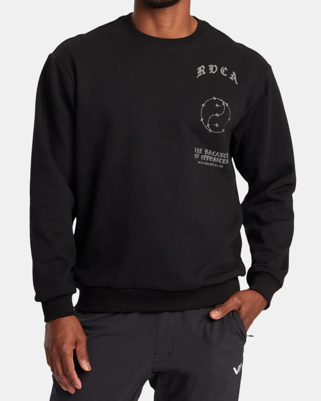 RVCA VA BARB CREW NECK SWEATSHIRT Black Hot
