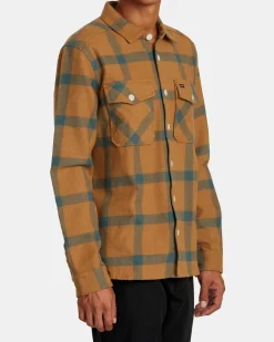 RVCA VA CPO LONG SLEEVE FLANNEL SHIRT Camel New