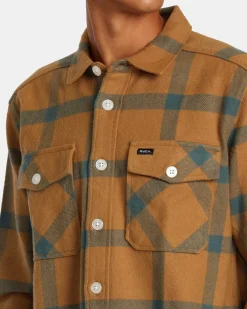 RVCA VA CPO LONG SLEEVE FLANNEL SHIRT Camel New