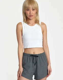 RVCA VA CUT OUT CROPPED TANK TOP Whisper White Clearance