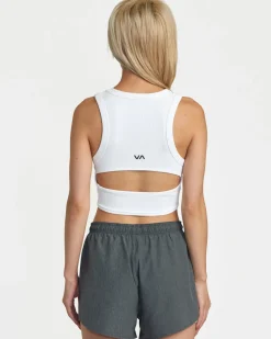 RVCA VA CUT OUT CROPPED TANK TOP Whisper White Clearance