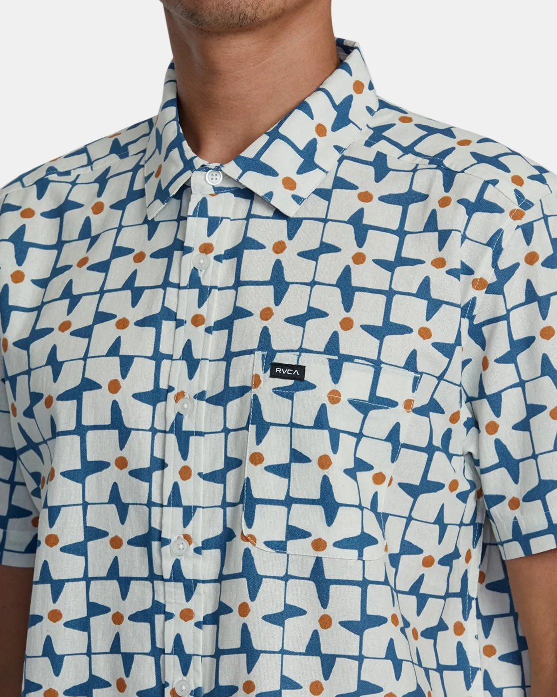 RVCA VACATIONIST SHORT SLEEVE SHIRT Cool Blue Clearance