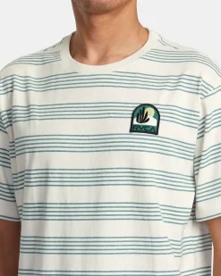RVCA VALLEJO STRIPE TEE Silver Bleach Discount