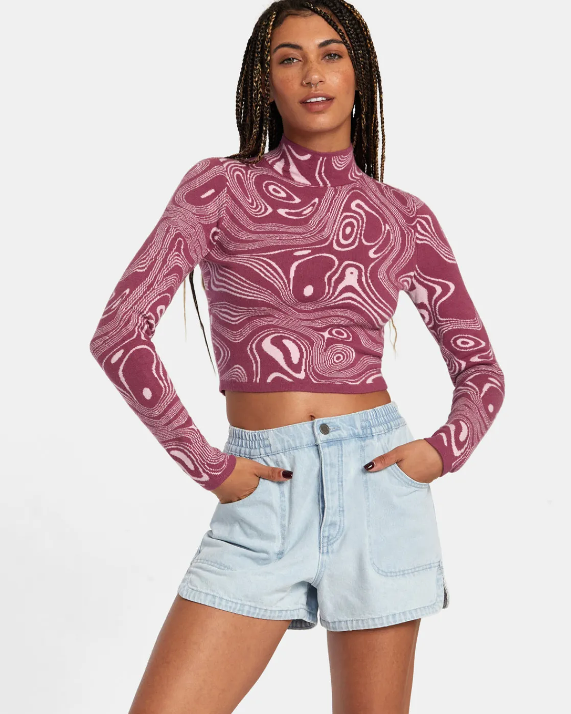 RVCA VENICE DENIM SHORTS Bleach Wash Clearance