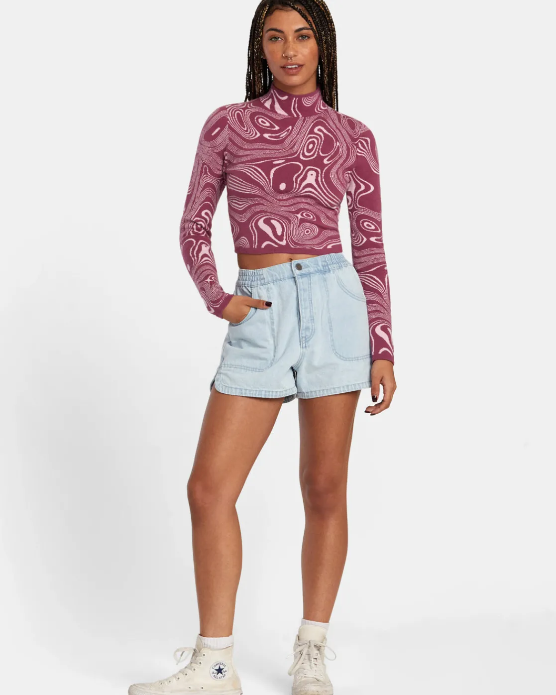 RVCA VENICE DENIM SHORTS Bleach Wash Clearance