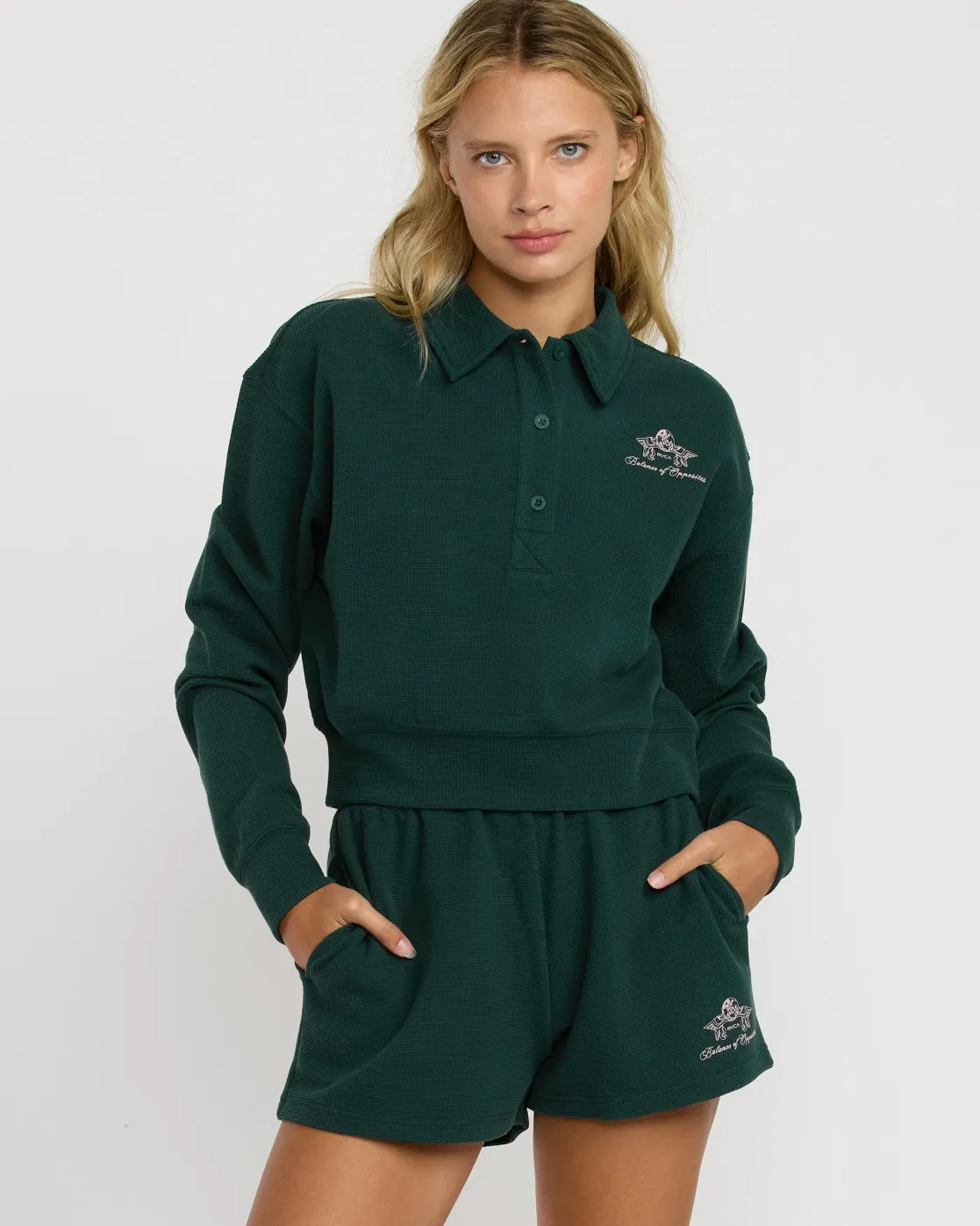 RVCA WAFFLE JERSEY TOP Pine Hot