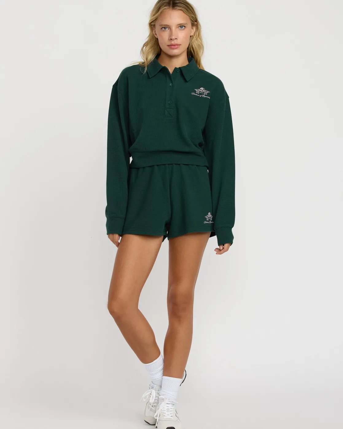 RVCA WAFFLE JERSEY TOP Pine Hot