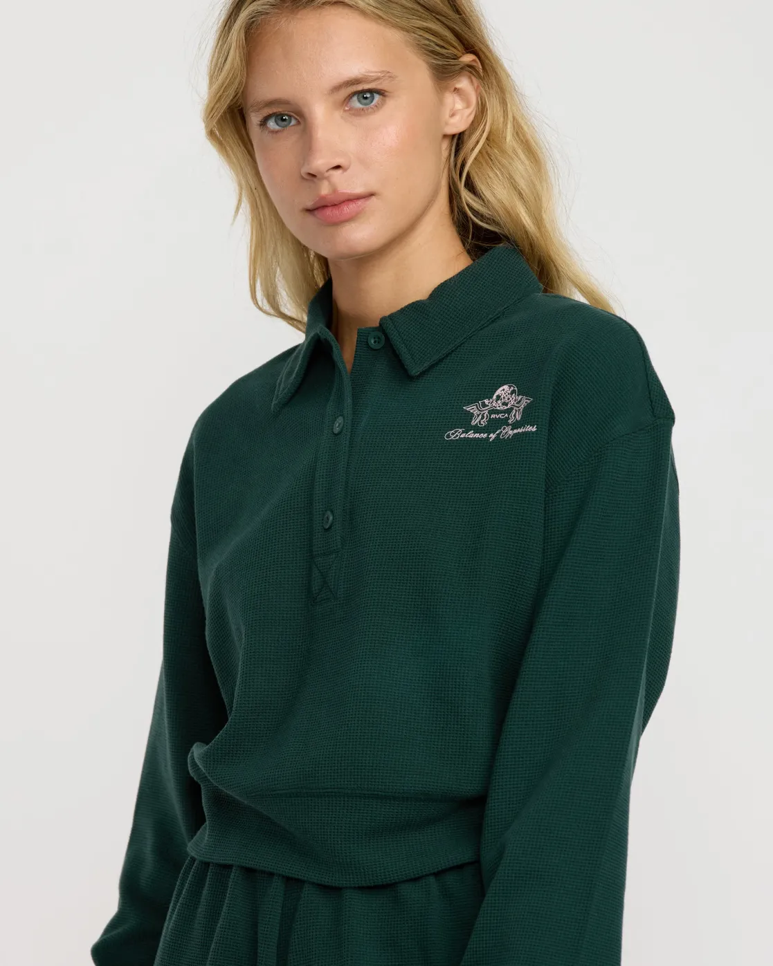 RVCA WAFFLE JERSEY TOP Pine Hot