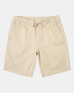 RVCA WEEKEND ELASTIC WAIST SHORTS Latte Clearance