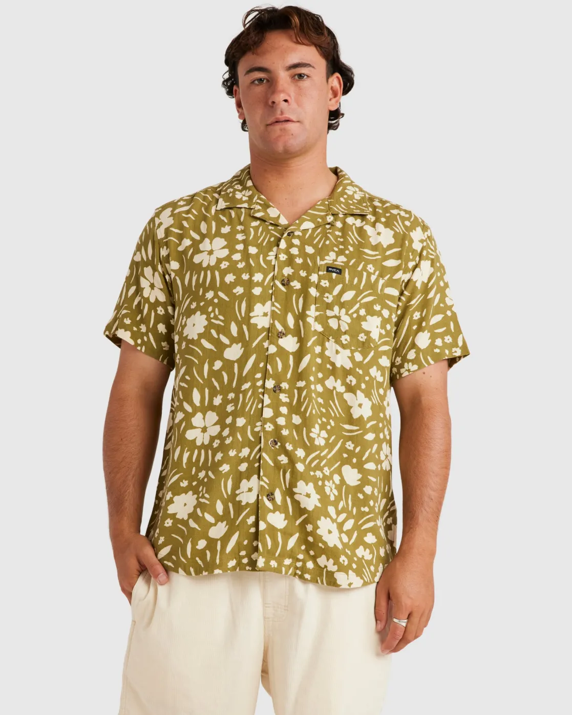 RVCA WILDFLOWER SHORT SLEEVE SHIRT Moss Sale
