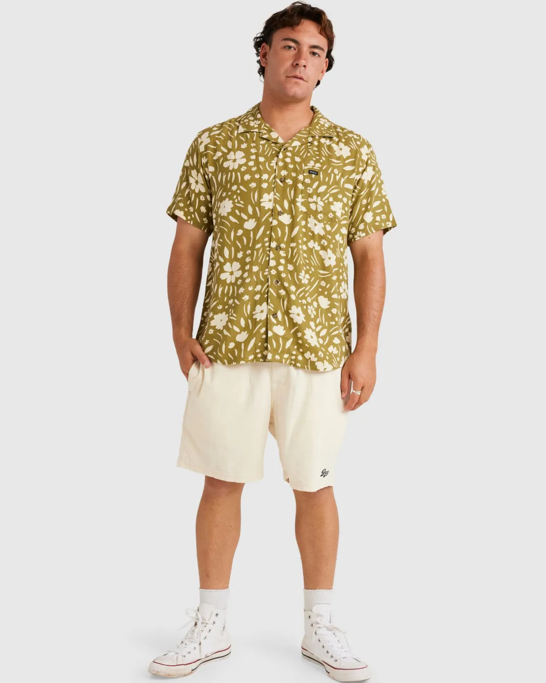 RVCA WILDFLOWER SHORT SLEEVE SHIRT Moss Sale