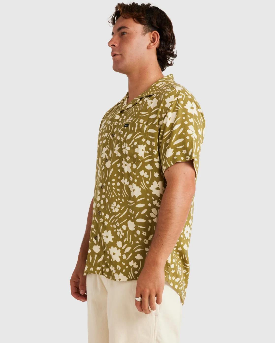 RVCA WILDFLOWER SHORT SLEEVE SHIRT Moss Sale